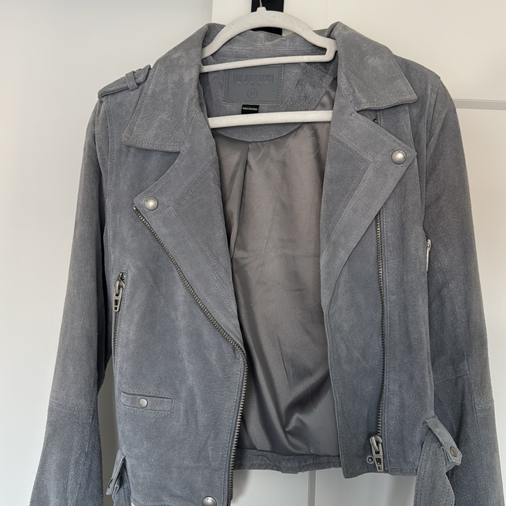 Grey Suede Blank NYC Moto Jacket